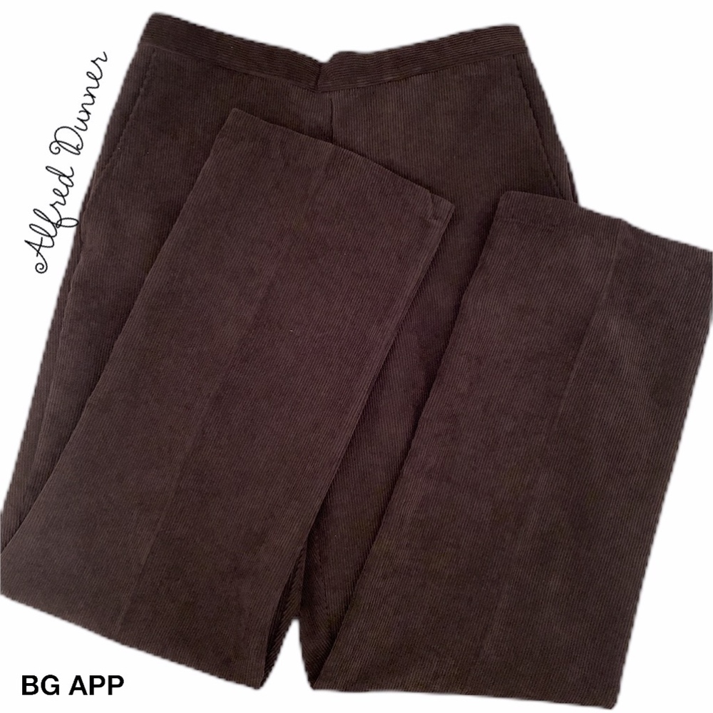ALFRED DUNNER BLACK CORDUROY PANTS SZ 10P NWT